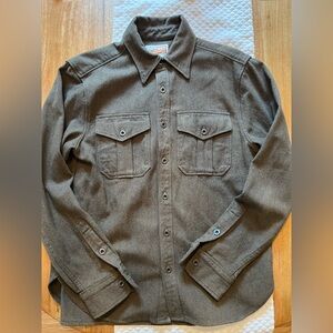 Freenote Cloth Olive Wool Herringbone overshirt Large